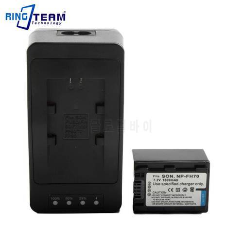 NP-FH70 battery + FH70 charger Quick Charger for Sony NP-FH100 NP-FH40 NP-FH50 NP-FH60 FH series XR100E XR200E