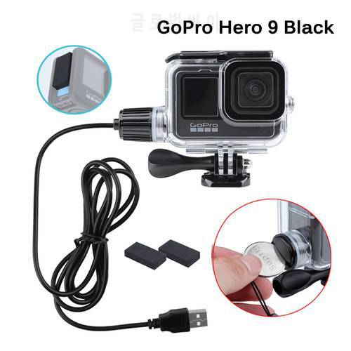 Mortocycle Charging Waterproof Housing Case for Gopro Hero 9 Hero 10 Accessory Underwater Diving Protective Shell with USB Cable