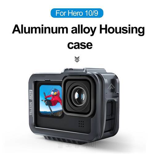 TELESIN Aluminium Alloy Frame Cage Double Clod Shoe With Battery Charging Port Side Clip Cover For GoPro Hero 11 10 9 Accessory