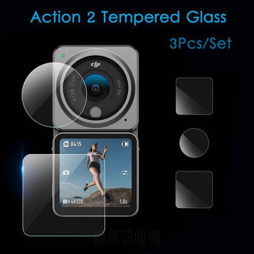 Tempered Glass 9H DJI Action 2 Tempered Glasses HD Lens Scratchproof Protect Screen Film Protector for DJI Action 2 Accessories