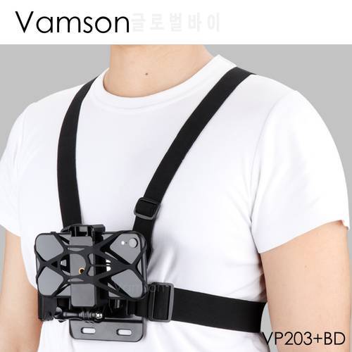 Vamson for iPhone 13 14 Samsung Huawei Chest Strap Belt Body Harness Phone Clip Mount for Insta360 for Gopro Hero 11 10 9 8 7