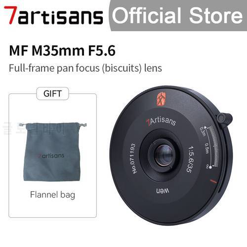 7artisans 7 artisans 35mm F5.6 Full Frame Manual Ultra-Thin Pancake Lens for Leica L Leica M M10 Sony E Nikon Z Cameras Lens