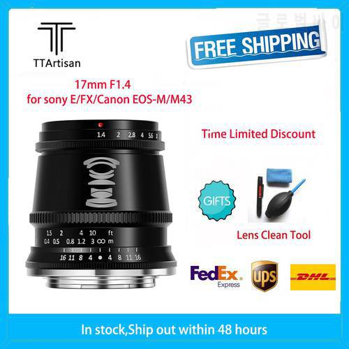 TTartisan 17mm F1.4 APS-C Wide-Angle Fixed Lens For Sony E-Mount Fuji X-Mount M4/3 Camera A6600 A6500 A6300 X-T3 X-T30 E-M10II