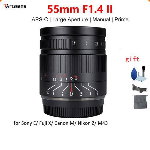 7 Artisans 7artisans 55mm F1.4 II APS-C Large Aperture Prime Manual Focus Lens for Sony E Nikon Z Canon EOS M Fuji X M4/3