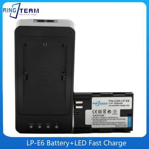 LPE6 Battery Charger LP-E6 Lithium Battery + LED Fast Charge For Canon SLR EOS R7 5D2 5D3 5D4 5Ds R 6D 7D2 60D 70D 80D 60Da