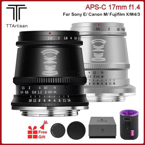 TTartisan 17mm F1.4 APS-C Wide-Angle Lens Manual Focus For Sony E-Mount Fuji X-Mount M4/3 Camera X-T3 X-T30 E-M10II A6300 A6500