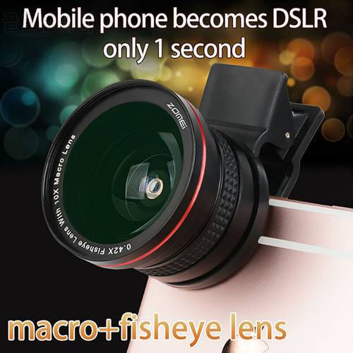 Zomei Lens Fisheye Lens 10X Super Macro 4 in 1 Lens Kit Fish Eye Lens for Apple 6S 6 Samsung HTC Sony