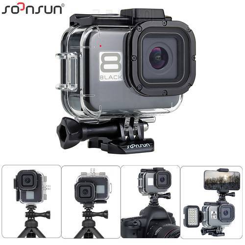 SOONSUN 60M Waterproof Housing Case for GoPro Hero 8 Black Underwater Shell Protective Housing with Cold Shoe for Go Pro 8 Case