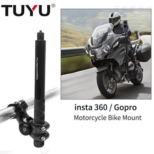 TUYU Motorcycle Bicycle Invisible Handlebar Mount Bracket Monopod for GoPro Max Hero 10 Insta360 X2 Camera Moto Bike Accessories