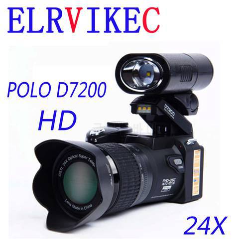 DLSR Camera HD POLO D7200 Digital Camera 33Million Pixel Auto Focus Professional SLR Video Camera 24X Optical Zoom Three Lens