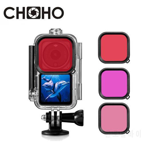 For DJI Osmo Action 2 Accessories Waterproof Case Diving Housing Mount Shell Protect Filters Red Pink For Dji Action2 Camera