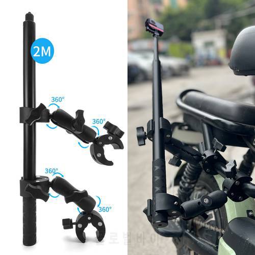 TUYU Motorcycle Bike Invisible Selfie Stick Monopod Handlebar Mount Bracket for GoPro Max 10 DJI Insta360One X2 X3 R Accessories