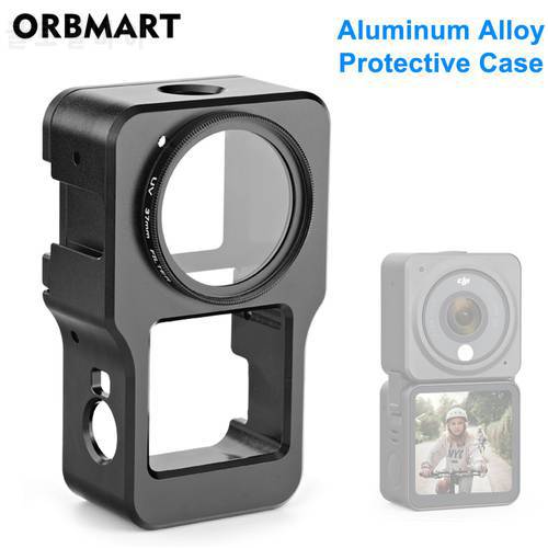 Aluminum Alloy Protective Case for DJI Action 2 Metal Case Frame Cage + UV Lens Filter for DJI Osmo Action 2 Camera Accessories