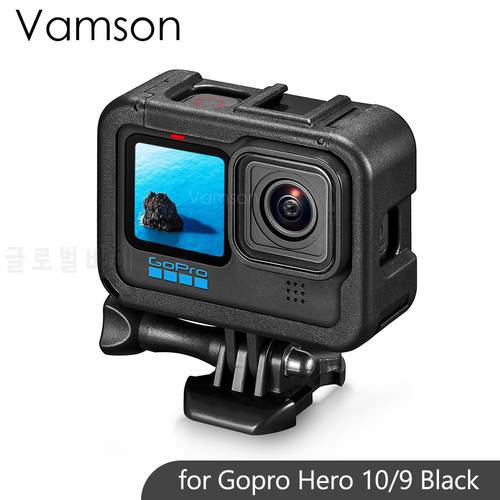 Vamson for GoPro 11 10 Protective Frame Case Camcorder Housing Case with Cold Boots for GoPro Hero 11 10 9 Black Action Camera