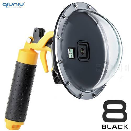 QIUNIU 6&39&39 Diving Dome Port Waterproof Housing Case Cover Pistol Trigger Float Grip for GoPro Hero 8 Black Go Pro 8 Accessories