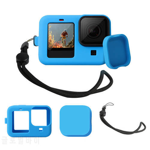 Silicone Case for GoPro Hero 10 9 Sleeve Housing Frame Protective Film Lens CAP Cover with Lanyard Sports Camera Accessories