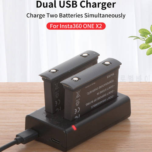 For Insta360 ONE X2 USB Dual Charger Battery Charging Micro/Type-C Port Dual IS360X2B Charger For Insta360 ONE X2 Accessories