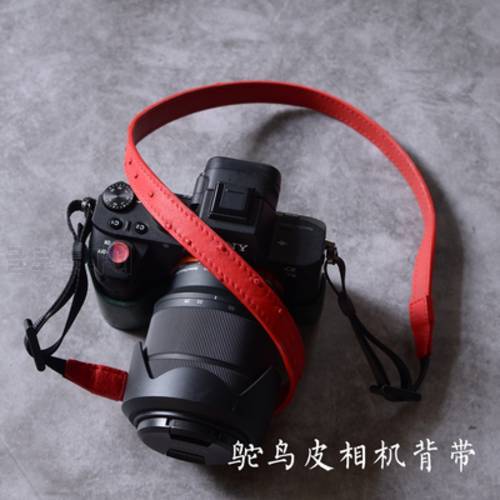 ostrich flamingos hand-woven Genuine leather Camera Shoulder Neck Strap Belt for Mirrorless Leica Canon Fuji Nikon Olympus sony