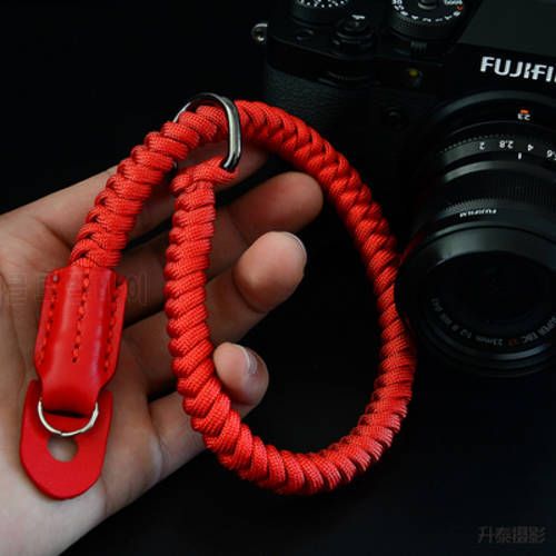 hand-woven Nylon rope cowhide Wrist Strap Wrist Band for Mirrorless Digital Camera Leica Canon Fuji Nikon Olympus Pentax Sony