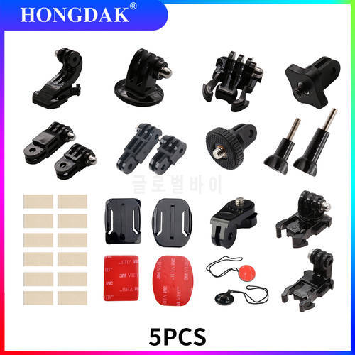 5PCS Gopro Adapter Curved Flat Surface Mount J-hook Safety Buckle Long Screw Extension Arm Sports Camcorder Accessories