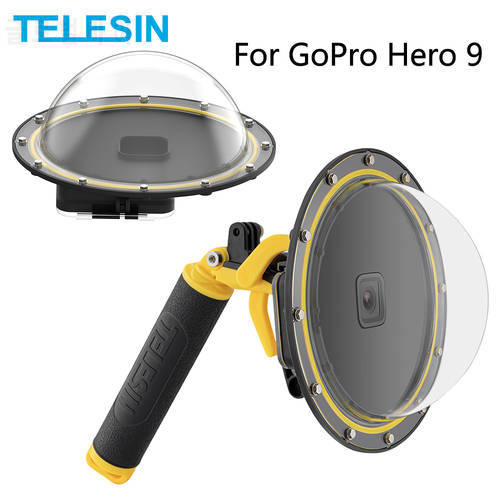 TELESIN 6&39&39 Dome Port 30M Waterproof Housing Case With Floating Handle Trigger Diving Cover For GoPro Hero 9 10 Black