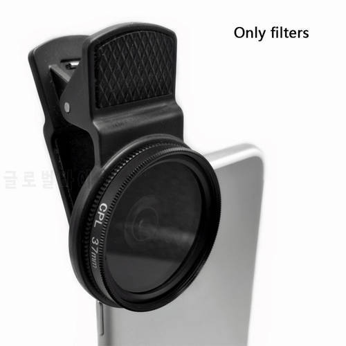 Universal Phone Camera Filter Portable Circular Polarizer Filter CPL Filter 37mm Lens Kit Phone Clip Camera Filter Lens