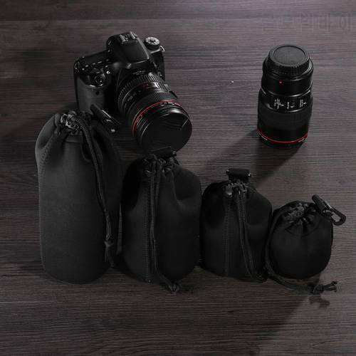 Camera Lens Bag Full Size S M L XL Neoprene Waterproof Soft Video Camera Lens Storage Pouch Bags Case DSLR Lens Protector