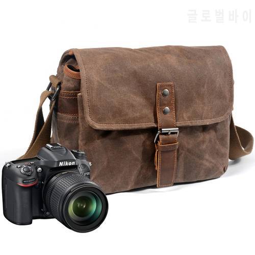 Waterproof Camera Case Retro Batik Canvas Cowhide Shoulder Bags For Nikon D5 D6 D600 D800 D750 D780 D850 D3500 D7500 D5600 D3300