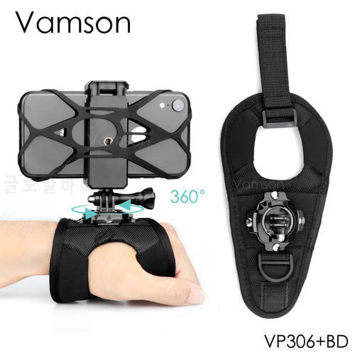 Vamson 360 Degree Rotation Glove-Style with Phone Clip for iPhone 13 Samsung Xiaomi Huawei for GoPro Hero 10 9 8 7 6 5 Camera