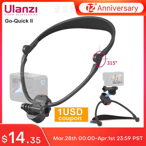 Ulanzi Go-Quick II Neck Hold Mount for GoPro Hero 11 10 9 8 7 6 5 Insta360 DJI Osmo Action Smartphone Magnetic GoPro Accessories