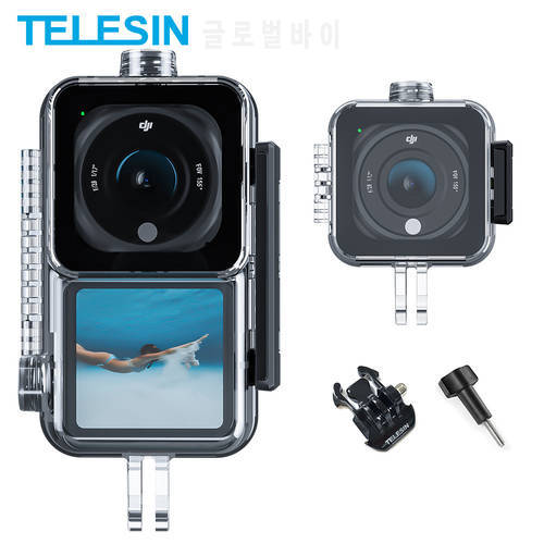 TELESIN 45M Underwater Housing Case For DJI Action 2 Waterproof Case Tempered Glass Lens Protector Cover For Action 2 Camera