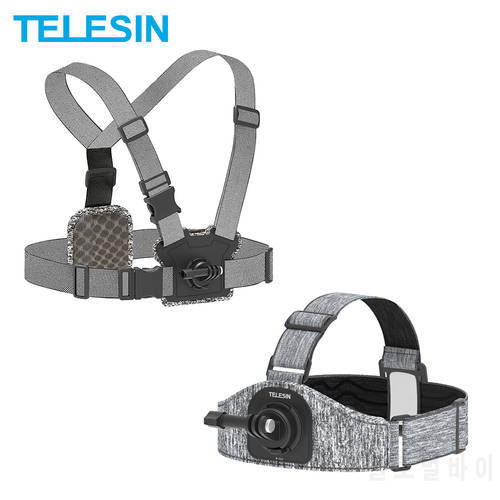 TELESIN Head Chest Strap Harness Front Rear Mount Skidproof Strong Elasticity Belt for GoPro Hero 10 9 8 7 Osmo Action Insta360