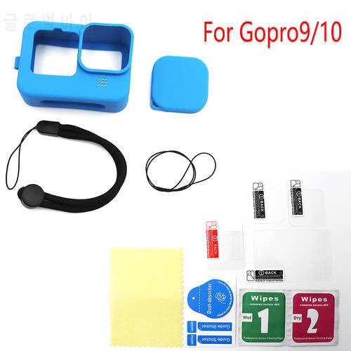 Silicone Case for GoPro Hero 10 9 Tempered Glass Screen Protector Protective Film Lens Cap Cover for Go Pro 10 Accessories