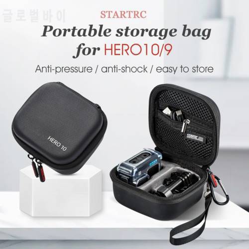 Case Bag for GoPro Hero 10/9 - PU Waterproof Case One-piece Inner Support with Hand Strap Backpack Hook for Gopro 10 Accessories
