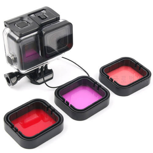 Super Thin Waterproof Filters 3Pcs Red Pink Purple Underwater Diving Filters Set for Gopro Hero 5/6/7