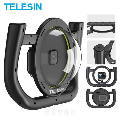 TELESIN Dome Port 30M Waterproof Handheld Stabilizer Housing Case Removable Type With Cold Shoe 1/4 Thread for GoPro Hero11 10 9