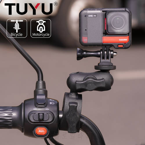 TUYU Handlebar Mirror Holder Mount for GoPro Max Hero 10 9 8 Motorcycle Accessories Bike Bracket for Insta360 DJI Action2 Camera