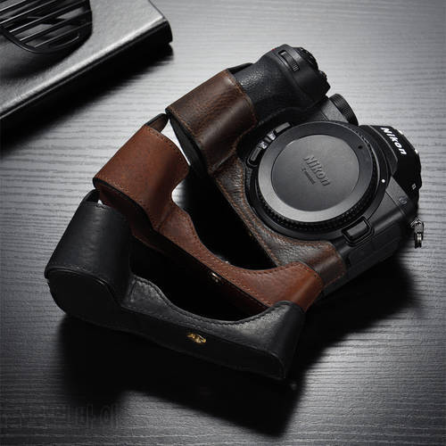 Genuine Leather Camera case For Nikon Z6 Z7 Handmade Real Leather Camera Bag Half Body For Nikon Z5 Z6II Z7II