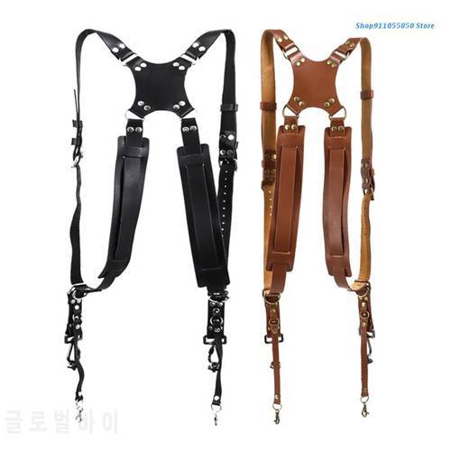 C5AB Digital Camera Strap Leather DSLR Strap Double Shoulder Strap Photography Accessories Camera Harness Easy Carrying