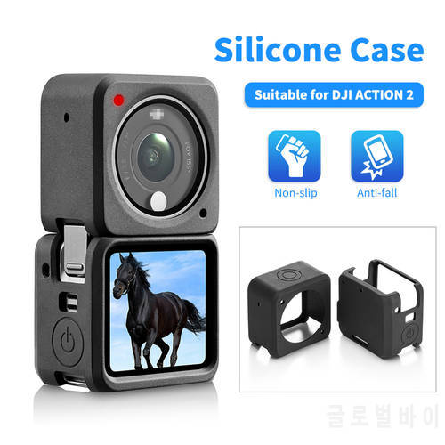 Dustproof Protective Silicone Case for DJI Action 2 Sport Camera Anti-Fall Cover Anti-Scratch Protector Shell for DJI Accessores