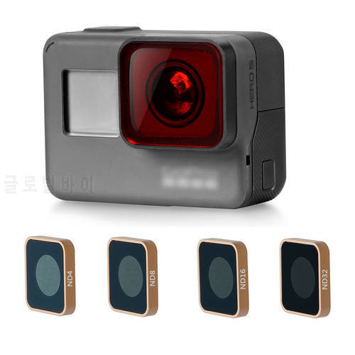 Neutral Density ND4 ND8 ND16 Filters Action Camera Lens Protector Filter Set For GoPro Hero 5 Hero 6 Hero 7 ( Gold/Black)