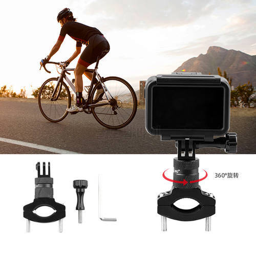 Bicycle Motorcycle Handlebar Aluminum Clip Bracket Holder Suitable for Osmo Action 1 2 GoPro Hero 9 7 8 Sports Camera Accessory