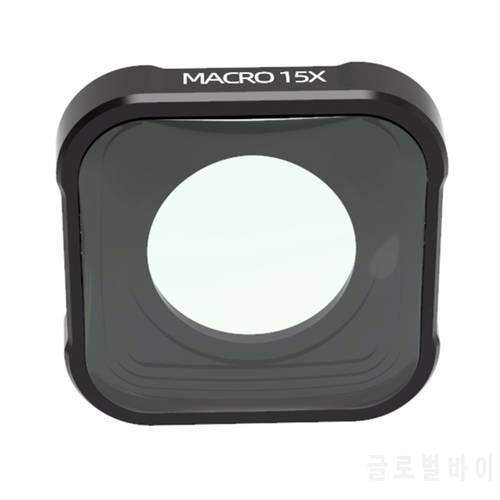 N84B 15X Macro Camera Lens/Fisheye Lens 4K High Defination Optical Glass Lens Vlog Shooting Accessories for Hero 10/9 Black