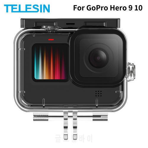 TELESIN 50M Underwater Waterproof Case Tempered Glass Lens Diving Housing Cover for GoPro Hero 9 10 Black Camera Accessories