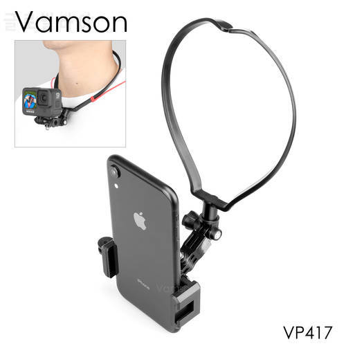 Vamson for GoPro 10 9 8 Action Camera Neck Hold Mount Lanyard Strap Universal Phone Clip for iphone 13 12 Samsung Huawei Xiaomi