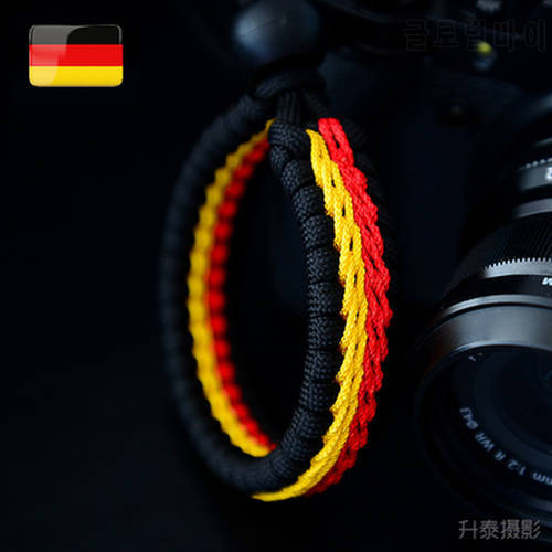 For Mirrorless Digital Leica Canon Fujifilm Nikon Olympus Pentax Sony LUMIX German flag Nylon rope Camera Wrist Strap Wrist Band