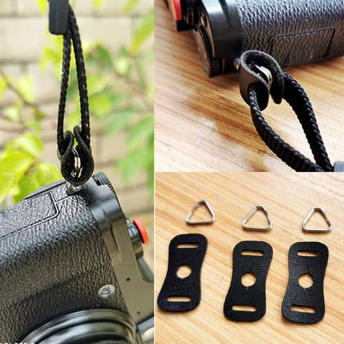 1 Pair Stainless Steel Lug Ring Camera Strap Triangle Split Ring Adapter Leather Protector Cover for Mirrorless Camera