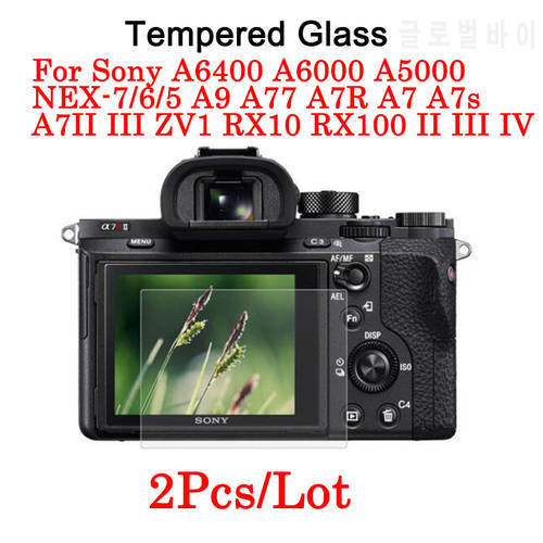 2PCS Screen Protector For Sony A6400 A6000 A5000 NEX-7/6/5 A9 A77 A7R A7 A7s A7II III ZV1 RX10 RX100 II III IV 9H Tempered Glass