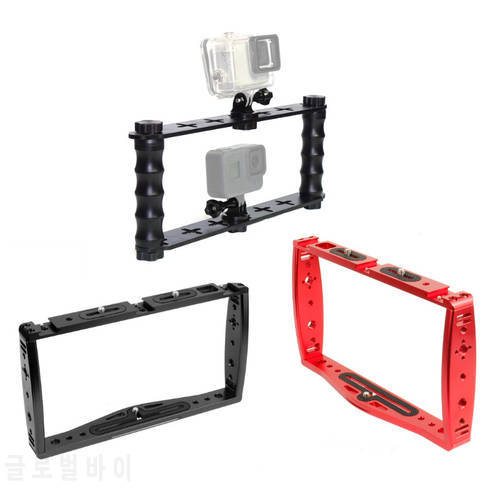 BGNing Dual Handheld Selfie Stick Steady Holder Mount Cage Underwater Diving Kit for Gopro Hero 8 7 6 5 yi EKEN DSLR Cameras