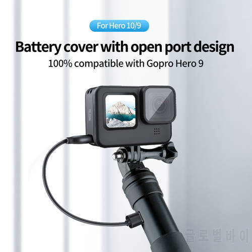 TELESIN For GoPro 9 10 Battery Side Cover Lid Removable Easy Type-C Charging Cover Port For GoPro Hero 9 10 Black